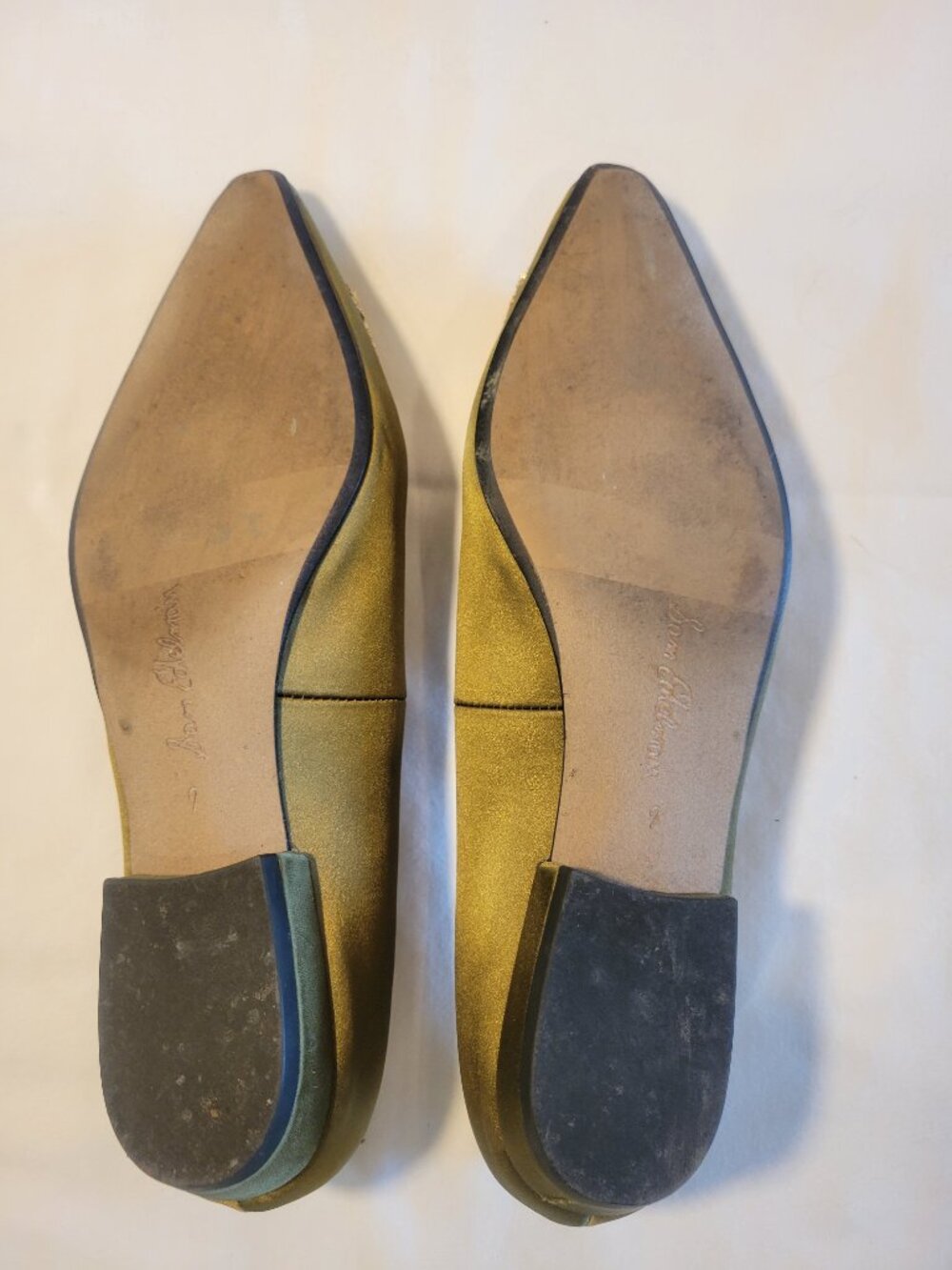 Sam Edelman Olive Satin Pointed Toe Flats Crystal Buckle Women's Size 7 - Picture 11 of 12